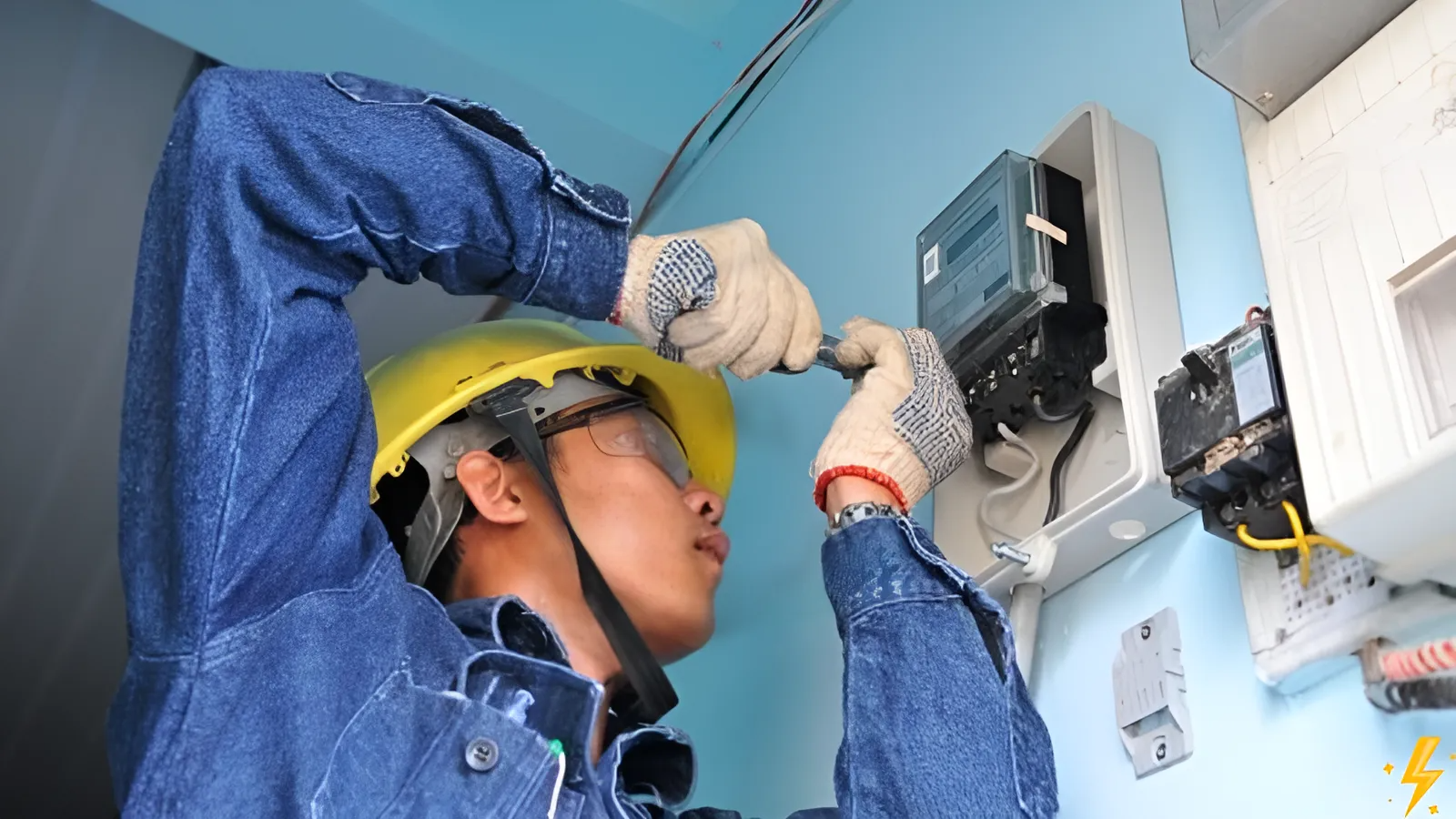 thợ đang bắt đồng hồ điện